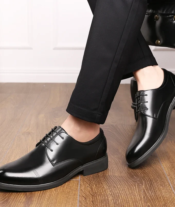 MISTER Formal Height Increasing Shoes Man Taller Elevator 6CM Invisible Insole For Men Heighten Increased Oxfords Business Lift