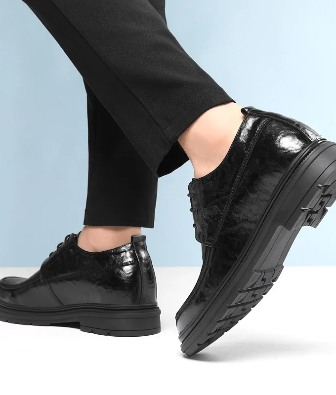 YEINSHAARS 3/6/8 Cm Elevator Men Dress Shoes Height Increase Cow Leather Men Formal Shoes Oxfords Business Men Suit Shoes Taller