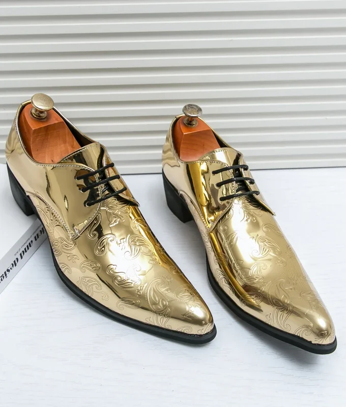 High Heel Patent Leather Men Shoes Elevator Shoes Multicolour Male Oxfords Pointed Toe Formal Shoes Wedding Party Big Size 37-48