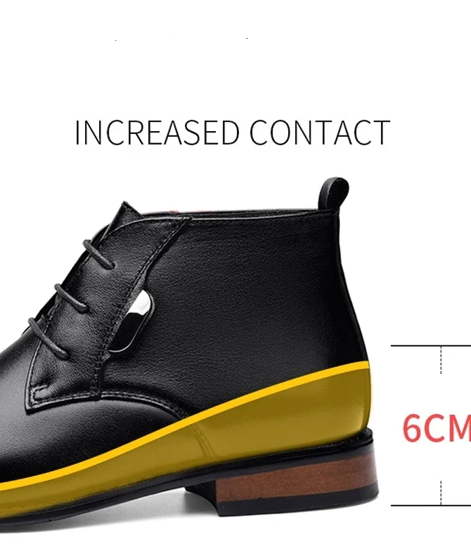 Bussiness Flat/6CM Elevator Men Shoes Genuine Leather Boots Autumn Winter Snow Boots Ankle Boots for Men Botas Hombre Plus Size