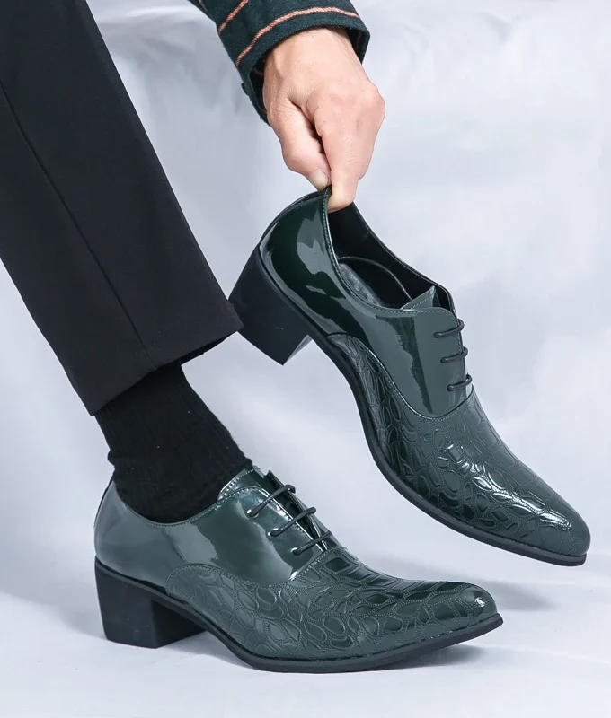 Luxury Multiple Colors High Heel Men's Shoes Fashion Moccasin Man Wedding Shoes Groom Designer Pointed Toe Leather Dress Oxfords