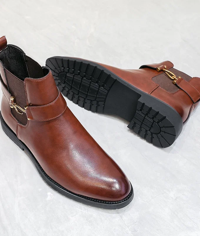 Luxury Brand Men's Chelsea Boots High Quality Retro Mens Ankle Boots Leather Business Wedding Shoes Slip on Gentleman's Boots