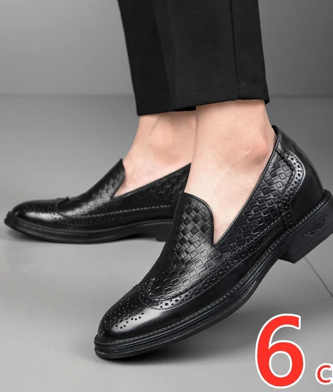 Men Elevator Dress Shoes Formal Office Oxford Wedding Party Matches Suit Zapatos De Hombre Height Increase Genuine Leather Shoes