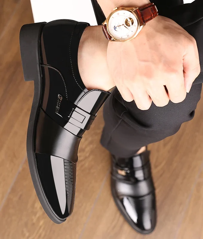 Men Flat / 6CM Heightening Elevator Shoes Business Formal Oxfords Leather Shoes Man British Casual Banquet Wedding Suit Shoes