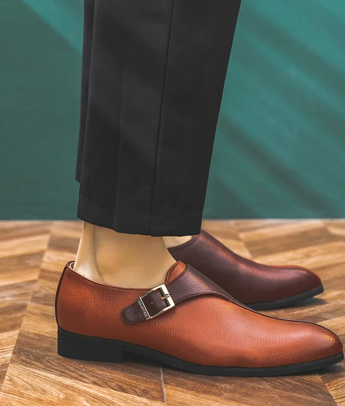 Man Casual Monk Dress Shoes Classic Business Formal Shoes Man Banquet Wedding Shoes Office Men Luxury Quality Leather Shoes