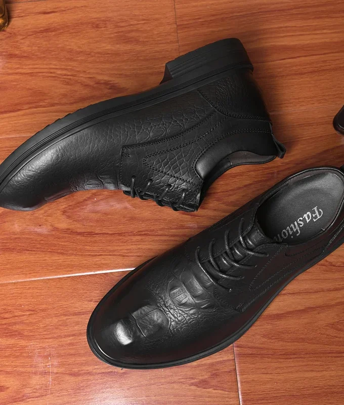 Genuine Leather Height Increasing Shoes Men Business Elevator Shoes Invisible 6cm Taller Classic Wedding Footwear Big Size 36-47