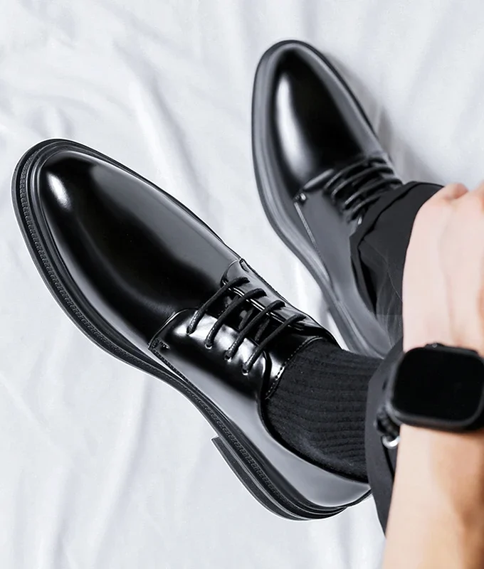 6/8cm Classic Men Derby Shoes Platform Height Increase Dress Shoes Formal Business Elevator Shoes British Wedding Suit Shoes