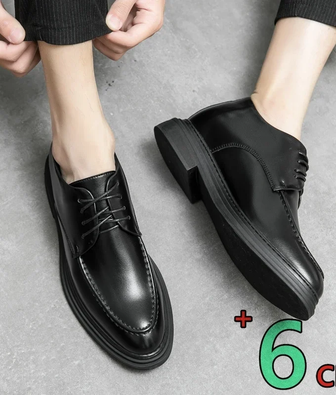 Men Dress 7cm Elevator Shoes Heightening Leather Formal Shoes Platform Comfort Business Wedding Party Men Oxfords Lift Suit Shoe