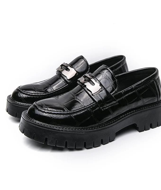4.5CM Tall Man Thick Bottom Loafers Slip on Dress Shoes Breathable All-match Platform Men Shoes Business Casual Leather Shoes