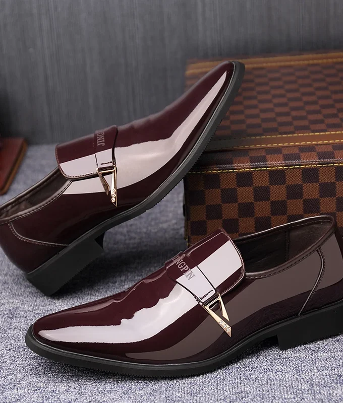 Man 6/8cm Newest Formal Derby Shoes Patent Leather Height Increase Men Dress Shoes Wedding Business Elevator Shoes Bright Upper