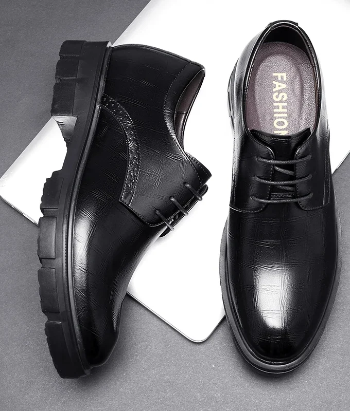Heighten 8/10CM Man Platform High Heel Shoes Black Dress Man Formal Office Leather Shoes for Men Elegant Business Elevator Shoes