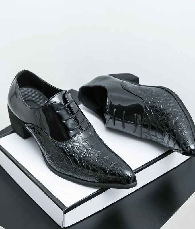 Luxury Multiple Colors High Heel Men's Shoes Fashion Moccasin Man Wedding Shoes Groom Designer Pointed Toe Leather Dress Oxfords