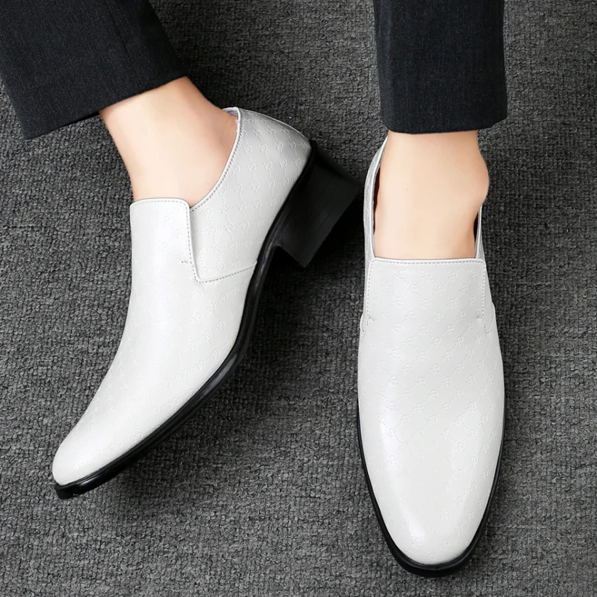 Brand Business Dress Men Shoes Formal Slip On Dress Shoes Men Thick Heel Oxfords High Quality Leather Shoes For Men Lift Loafers - Image 6