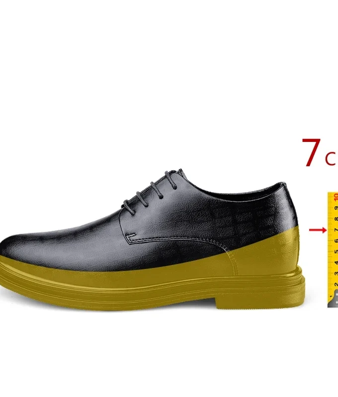 Men Dress Shoes Elevator Shoes Platform Breathable Casual Business Luxury Genuine Leather Soft Heightening Shoes 7CM Taller Male