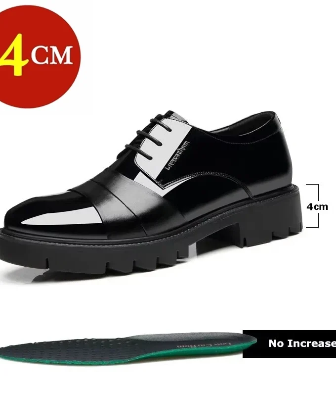Patent Leather Splicing Men Elevator Shoes 4/7/9 CM Height Increase Lift Men Formal Oxford Shoes for Business Wedding Footewar