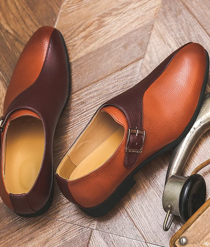 Man Casual Monk Dress Shoes Classic Business Formal Shoes Man Banquet Wedding Shoes Office Men Luxury Quality Leather Shoes