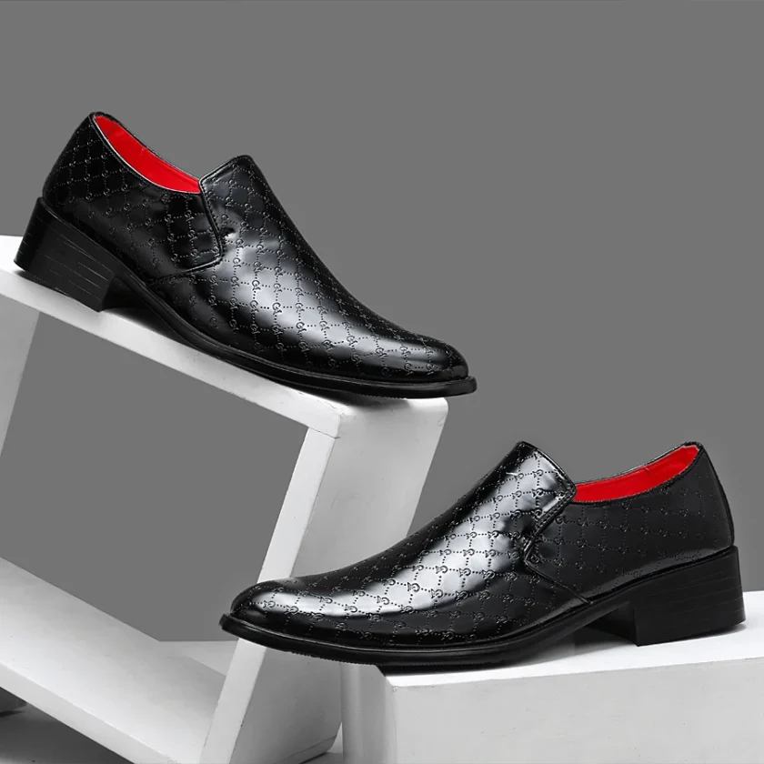 Brand Business Dress Men Shoes Formal Slip On Dress Shoes Men Thick Heel Oxfords High Quality Leather Shoes For Men Lift Loafers