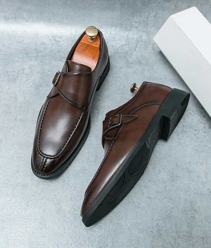 Leather Shoes For Men Fashion Buckle Classic Business Shoes for Male Luxury Brand Antiskid Cozy Men Loafers Design Shoes Men