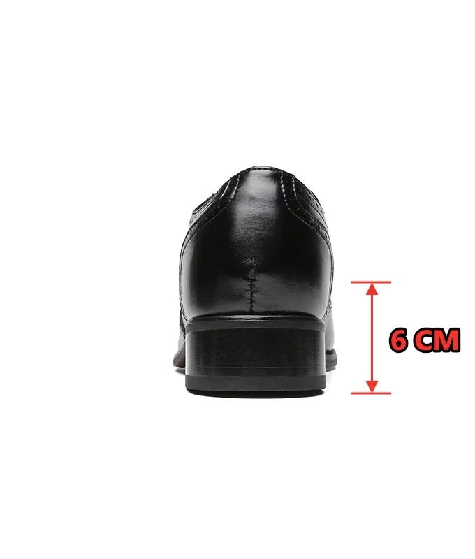 High Quality Genuine Leather Brogue Men Elevator Shoes 6CM Height Increase Oxford Men Formal Dress Shoes Business Office Wedding