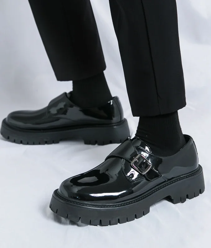 New Fashion Increase Black Casual British Men Leather Shoes Thick Bottom Slip-On Loafers Formal Dress Oxfords Work Wedding Shoe