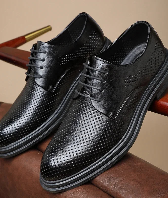 Summer Elevator Shoes Men Dress Shoes 3/6/8 Cm Men Formal Shoes Hollow Classic Business Luxury Men Oxfords Footwear Suit Shoes