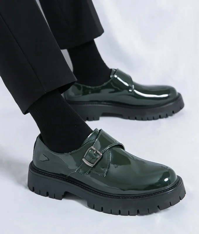 New Fashion Increase Black Casual British Men Leather Shoes Thick Bottom Slip-On Loafers Formal Dress Oxfords Work Wedding Shoe