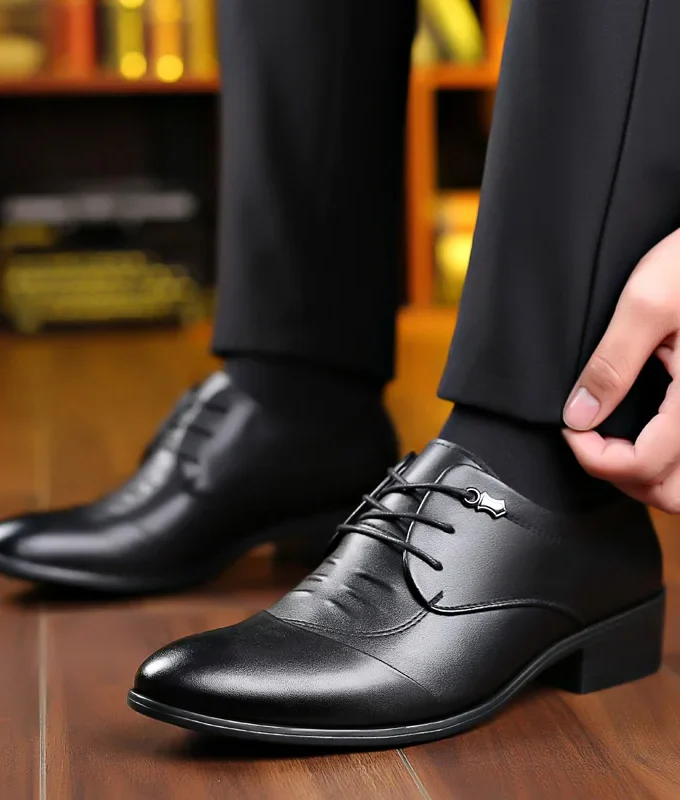 Height Increasing Men Dress Elevator Shoes Increased Mens Business Formal Shoes Fashion Youth Men's Suit Wedding Oxfords