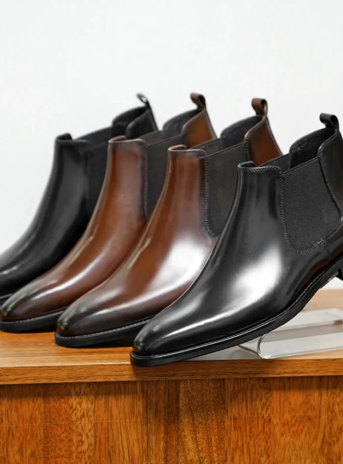 New Chelsea Boots Men Shoes PU Brown Fashion Versatile Business Casual British Style Street Party Wear Classic Dress Ankle Boots