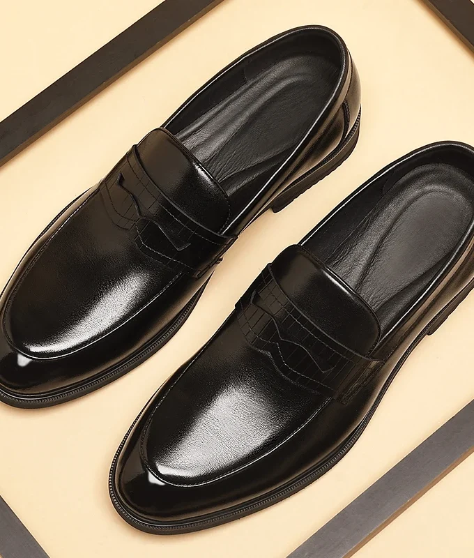 New Luxury Business Men's Cow Leather Shoes Breathable Rubber Sole Invisible Height Increasing Driving Shoes Summer Casual Shoes