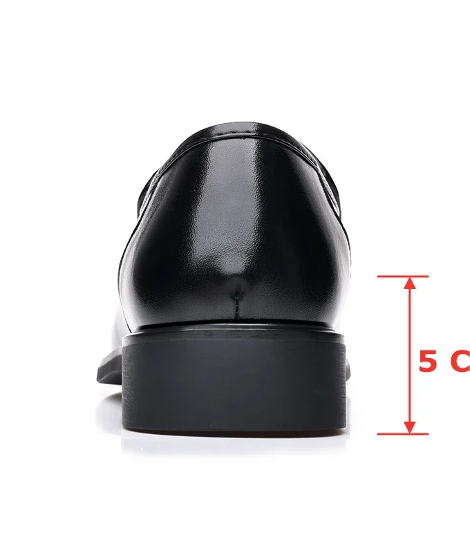 Men Flat/5cm Dress Shoes Formal Leather Elevator Shoes Height Increase Shoes Men's Business Wedding Oxfords Zapatos De Hombre