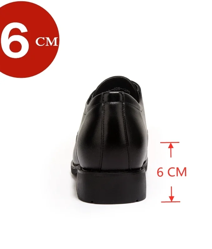 Business Platform Leather Shoes Men Elevator Shoes Casual Height Increase Insole 6CM British Office Black Fashion Dress Oxfords