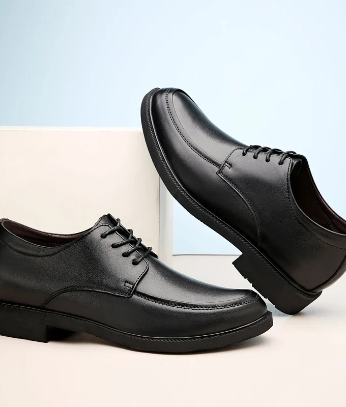 High Quality Genuine Cow Leather Men Dress Shoes Hidden Heel Elevator Shoes 4.5CM Height Increased Shoes For Men Fashion Wedding