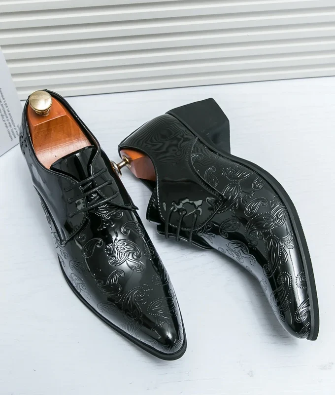 High Heel Patent Leather Men Shoes Elevator Shoes Multicolour Male Oxfords Pointed Toe Formal Shoes Wedding Party Big Size 37-48
