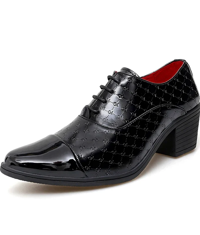 New Men Formal Shoes High Heels Oxfords Soft Mocassins Male Flower Red Height Increase White Dress Driving Wedding Boat Shoes