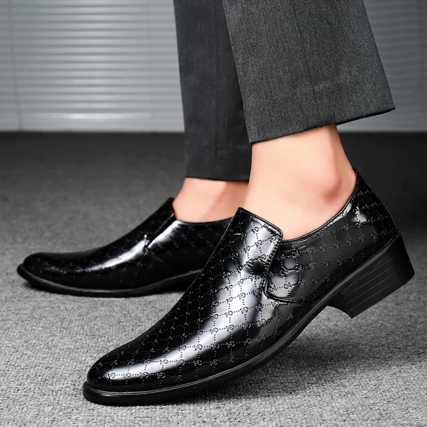 Brand Business Dress Men Shoes Formal Slip On Dress Shoes Men Thick Heel Oxfords High Quality Leather Shoes For Men Lift Loafers - Image 3