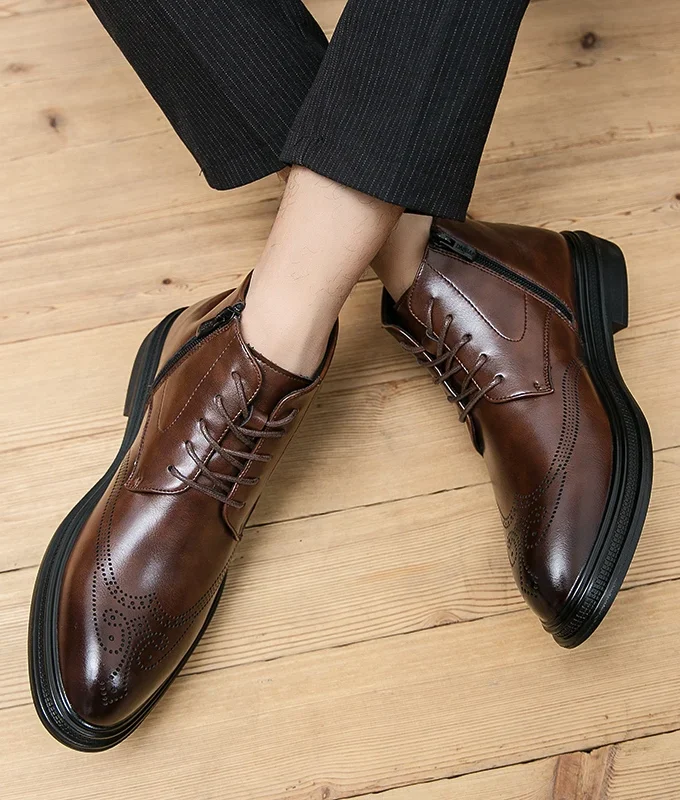 Leather Shoes Men Boots Winter Formal Leather Oxfords Boots Shoes Dress Business Boot Men Chelsea Autumn Ankle Boots for Man