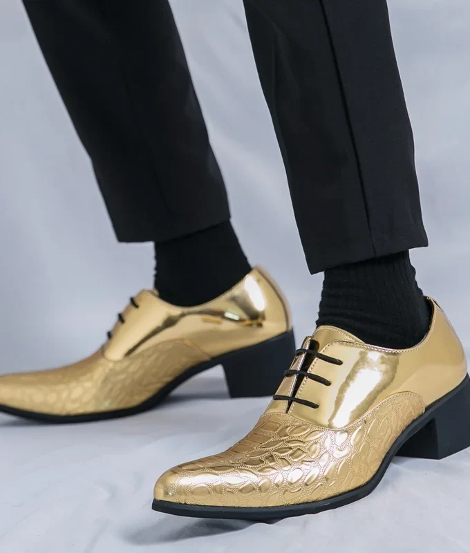 Luxury Multiple Colors High Heel Men's Shoes Fashion Moccasin Man Wedding Shoes Groom Designer Pointed Toe Leather Dress Oxfords