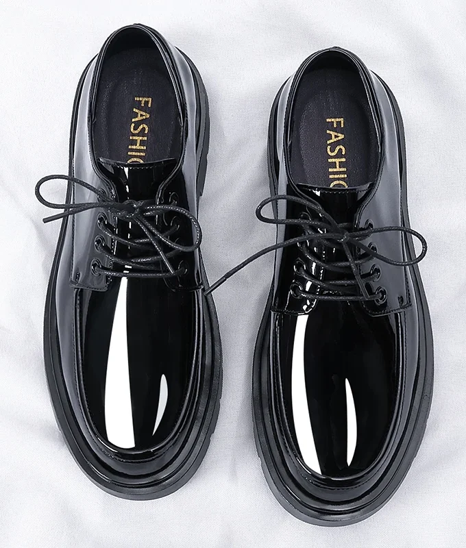 Shiny Patent Leather Men Suit Shoes Plus Size Man Casual Business Formal Shoes Thick Sole Men Office Oxfords Fashion Party Shoes