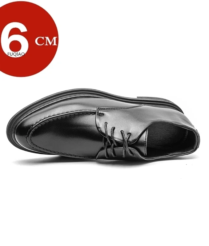 Men Dress 7cm Elevator Shoes Heightening Leather Formal Shoes Platform Comfort Business Wedding Party Men Oxfords Lift Suit Shoe