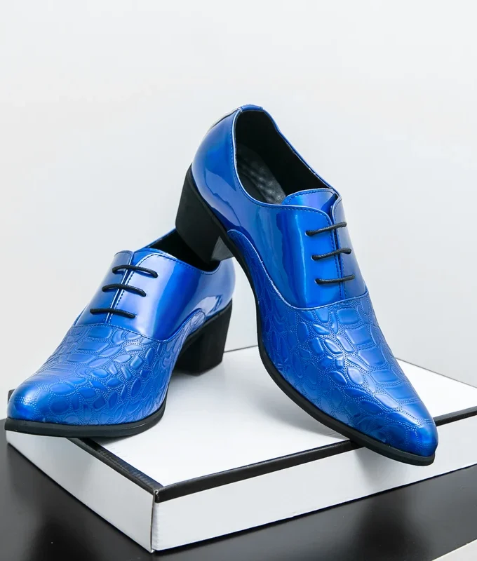 Luxury Multiple Colors High Heel Men's Shoes Fashion Moccasin Man Wedding Shoes Groom Designer Pointed Toe Leather Dress Oxfords