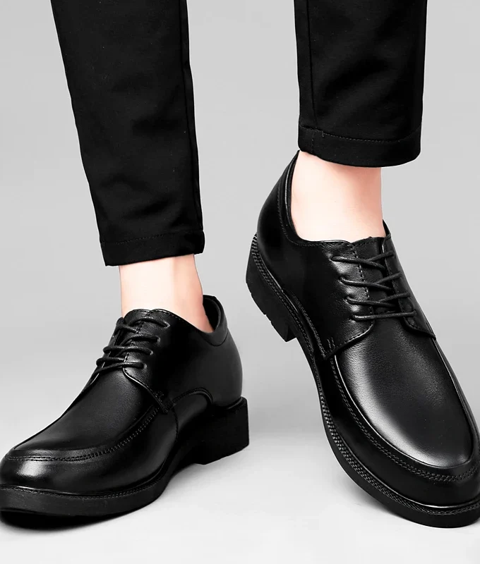 High Quality Genuine Cow Leather Men Dress Shoes Hidden Heel Elevator Shoes 4.5CM Height Increased Shoes For Men Fashion Wedding