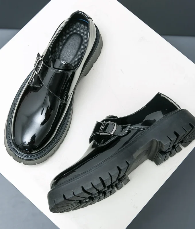 New Fashion Increase Black Casual British Men Leather Shoes Thick Bottom Slip-On Loafers Formal Dress Oxfords Work Wedding Shoe