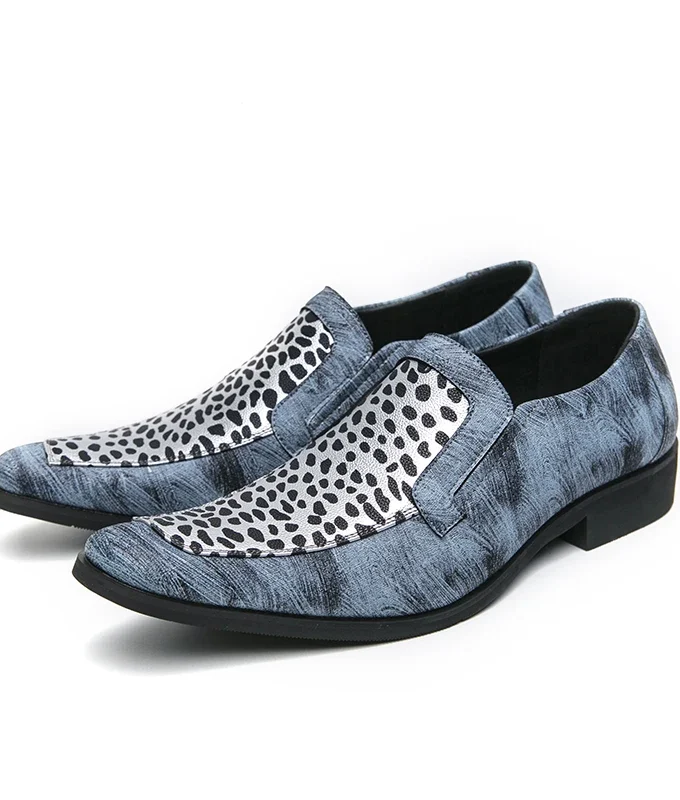 Summer New Leopard Print Men's Shoes Pointed Slip-on High Quality Leather Oxford Shoes Office Dress Shoes Luxury Wedding Shoes