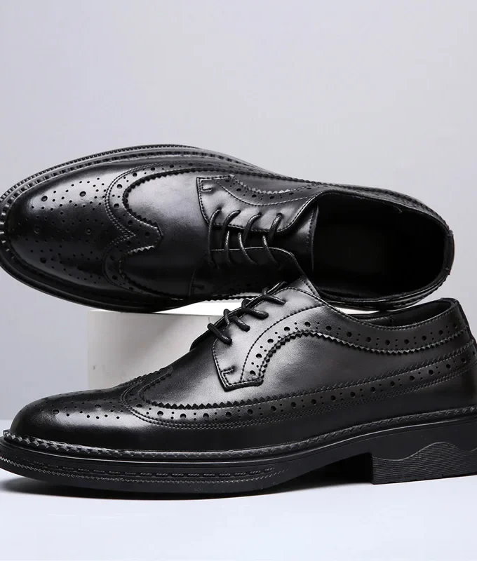 MISTER Fashion Print Leather Shoes Men Formal Dress Shoes British Gentleman Brogue Shoes Slip-On Men Oxfords Shoes