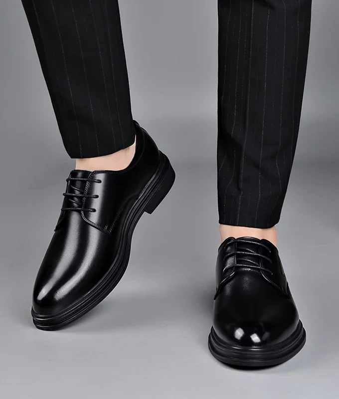 Men Dress Shoes Elevator Shoes Summer Breathable Casual Classic Business Heightening Leather Shoes 8CM 6CM Moccasins Taller Male