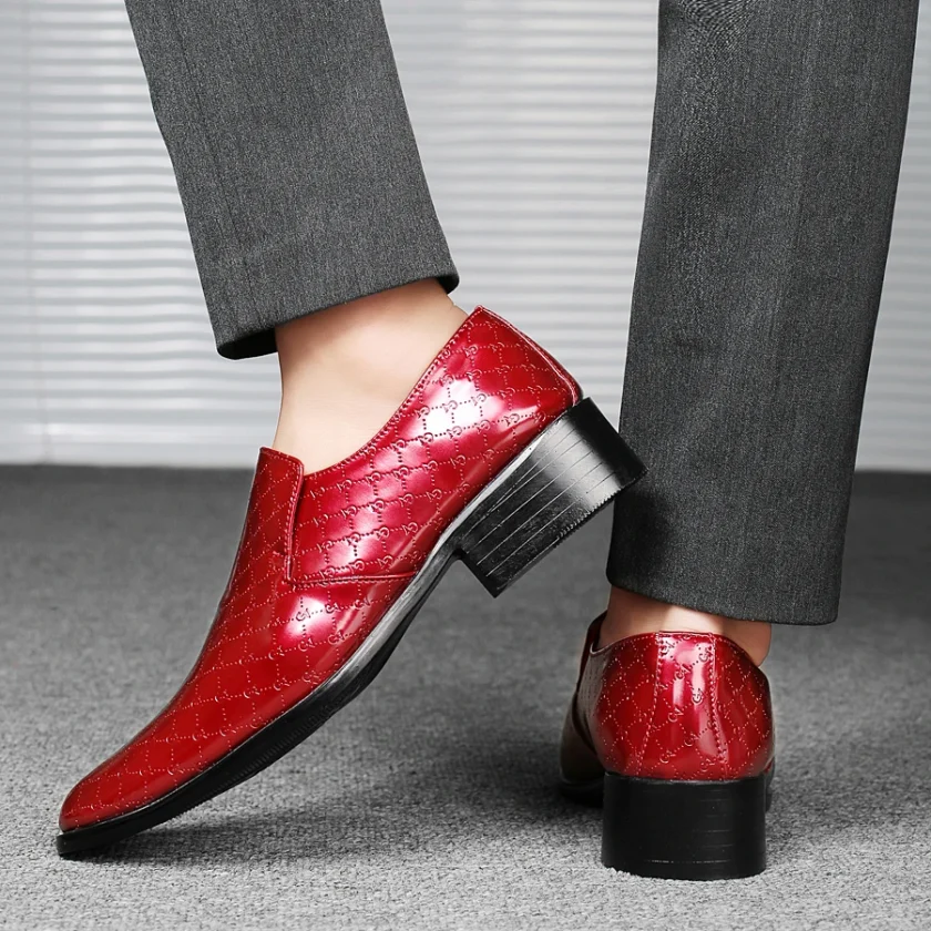 Brand Business Dress Men Shoes Formal Slip On Dress Shoes Men Thick Heel Oxfords High Quality Leather Shoes For Men Lift Loafers - Image 5