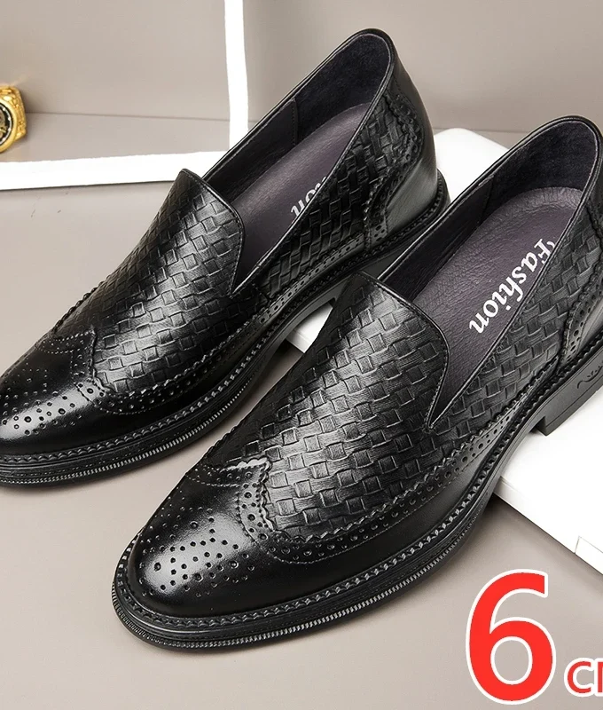 Men Elevator Dress Shoes Formal Office Oxford Wedding Party Matches Suit Zapatos De Hombre Height Increase Genuine Leather Shoes