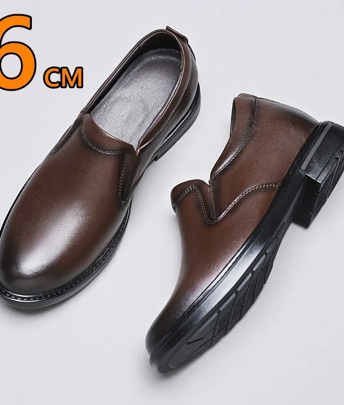 Elevator Loafers Wedding Men Leather Shoes Business British Formal Dress Shoes Height Increase Insole 6CM Lift Plus Size 35-47