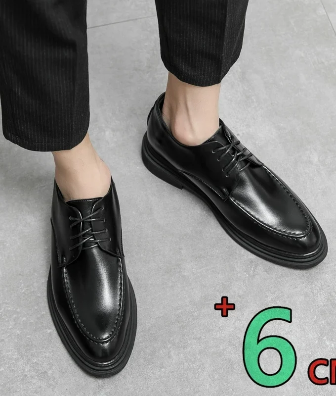 Men Dress 7cm Elevator Shoes Heightening Leather Formal Shoes Platform Comfort Business Wedding Party Men Oxfords Lift Suit Shoe