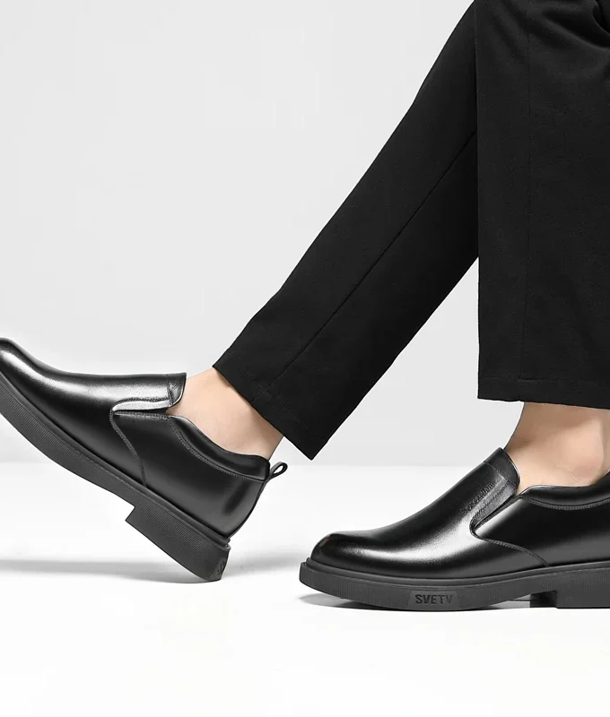 Mens Leather Shoes Height Elevator Shoes For Men Luxury Dress Shoes Slip On Business Comfortable Increase 6-8cm Wedding Shoes